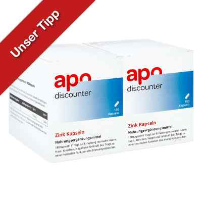 Zink Kapseln 15 mg von apo-discounter 2x180 stk von apo.com Group GmbH PZN 08101944