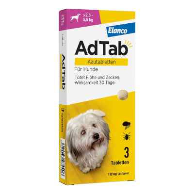 AdTab Hund 2,5 - 5,5 kg Kautablette gegen Zecken und Flöhe