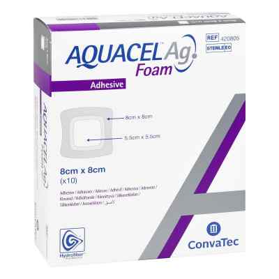 Aquacel Ag Foam adhäsiv 8x8 cm Verband 10 stk von B2B Medical GmbH PZN 13581286