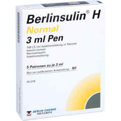 Berlinsulin H Normal Patrone 3ml Pen 5X3 ml von LILLY DEUTSCHLAND GmbH PZN 07221224