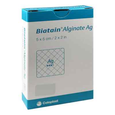 Biatain Alginate Ag Kompressen 5x5 cm mit Silber 10 stk von Coloplast GmbH PZN 01406448