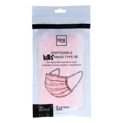 Blnk Disposable Kids Mask Type Iir pink Hearts 5 stk von blnk GmbH PZN 16881988