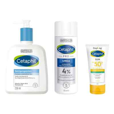 Cetaphil Pflegeset mit Urea: Reinigung, Pflege & UV-Schutz