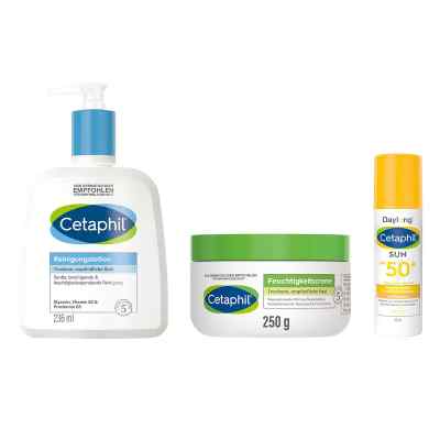 Cetaphil Pflegeset: Reinigen, mit Creme pflegen & UV-Schutz