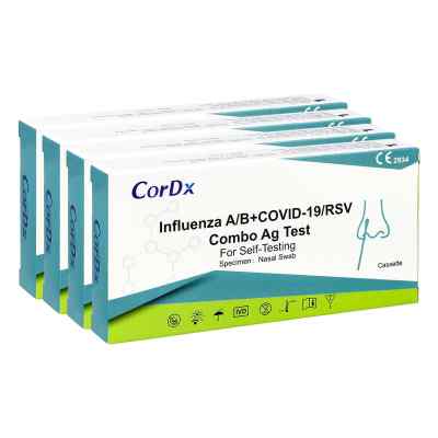 Cordx RSV+Influenza A/B+COVID-19 Combo Ag Selbsttest Nasentest 4 stk von  PZN 08102342