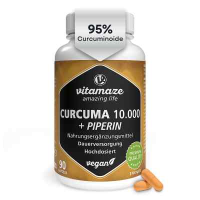 Curcuma 10.000 + Piperin Hochdosierte Kapseln Vegan 90 stk von Vitamaze GmbH PZN 19461554