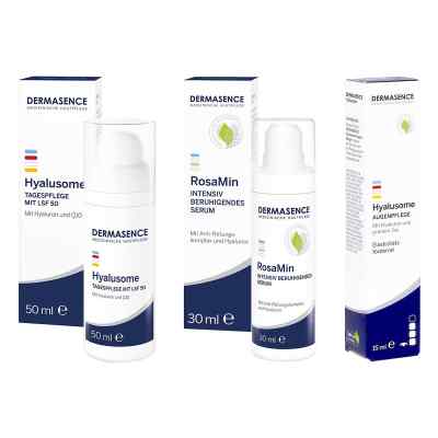 Dermasence Hyalusome Tagespflege & Augenpflege & Rosamin Serum