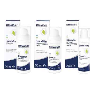 Dermasence RosaMin Emulsion + Tagespflege mit LSF 50 + Serum