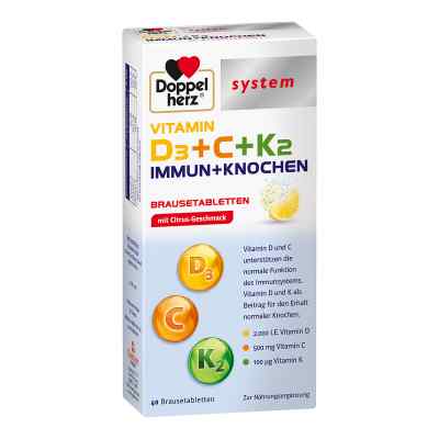 Doppelherz system Vitamin D3 + C + K2 Immun + Knochen 40 stk von Queisser Pharma GmbH & Co. KG PZN 16754899
