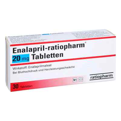 Enalapril-ratiopharm 20 mg Tabletten 30 stk von ratiopharm GmbH PZN 00638286