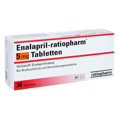 Enalapril-ratiopharm 5 mg Tabletten 30 stk von ratiopharm GmbH PZN 00638180