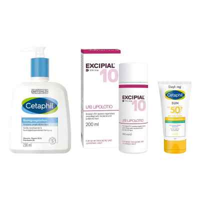 Excipial & Cetaphil Set: Urea-Pflege, Reinigung & UV-Schutz