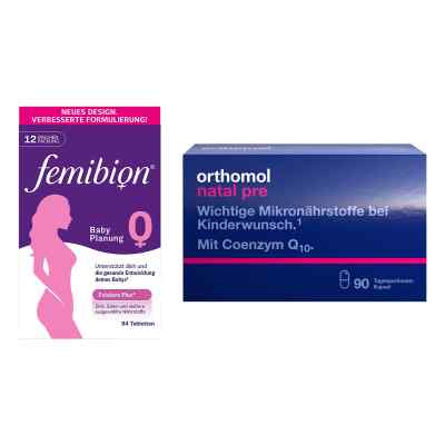 Femibion Babyplanung Tabletten 84 stk + Orthomol Natal pre Kapse 1 stk von  PZN 08102457