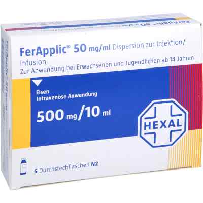 Ferapplic 50 Mg/ml Dispersion Z.injekt./inf.500mg 5X10 ml von Hexal AG PZN 18426107