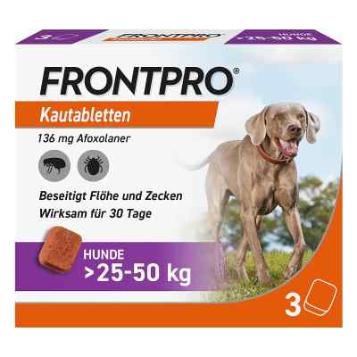 Frontpro Kautabletten gegen Zecken und Flöhe für Hunde >25-50 kg 3 stk von Boehringer Ingelheim VETMEDICA G PZN 18654305