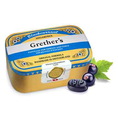 Grethers Blackcurrant Silber zuckerfrei Pastillen Dose