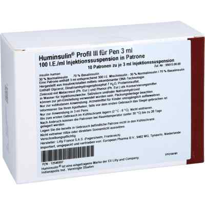 Huminsulin Profil III für Pen Patrone 3ml 30/70 10X3 ml von European Pharma B.V. PZN 12546997