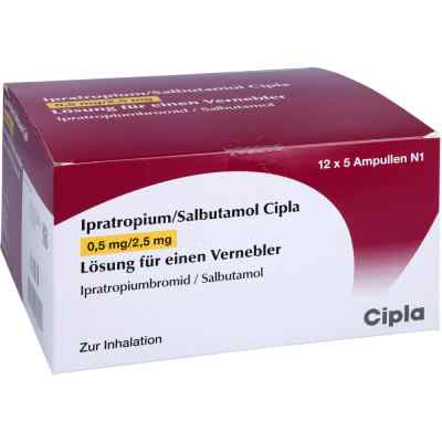 Ipratropium/salbutamol Cipla 0,5mg/2,5mg L.f.vern. 60 stk von Cipla Europe NV PZN 11715305