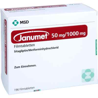 Janumet 50 Mg/1000 Mg Filmtabletten 196 stk von EurimPharm Arzneimittel GmbH PZN 18822398