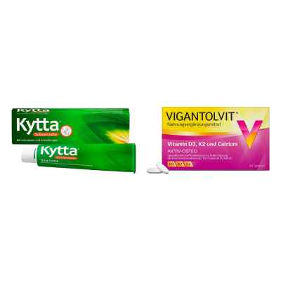 Kytta Schmerzsalbe 150 g + Vigantolvit Vitamin D3 K2 Calcium 60  1 stk von WICK Pharma - Zweigniederlassung PZN 08102450