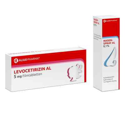 Levocetirizin AL 5 mg (100 stk) und Nasenspray AL 0,1% (10 ml)