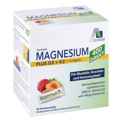 Magnesium 400+D3+K2 Direktsticks Pfirsich-Maracuja-Geschmack