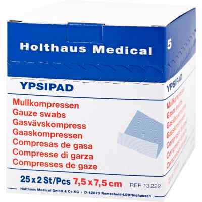 Mullkompressen Ypsipad 7,5x7,5 cm steril 8fach 25X2 stk von Holthaus Medical GmbH & Co. KG PZN 03214925