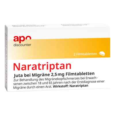 Naratriptan 2,5mg Schmerzmittel bei Migräne 2 stk von Apologistics GmbH PZN 18110686