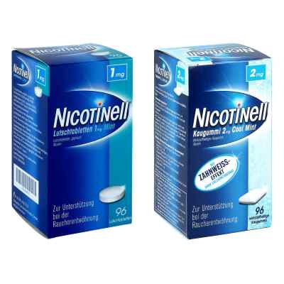 Nicotinell 1mg Mint (96 stk) + Nicotinell 2mg Cool Mint (96 stk) 1 stk von GlaxoSmithKline Consumer Healthc PZN 08100629