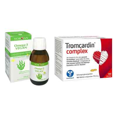 Omega 3 Vegan Algenöl flüssig Norsan & Tromcardin complex Tablet