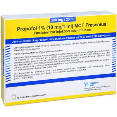 Propofol 1% 10mg/1ml Mct Fres.em.z.inj.u.inf.dsfl. 10X20 ml von Fresenius Kabi Deutschland GmbH PZN 16661502