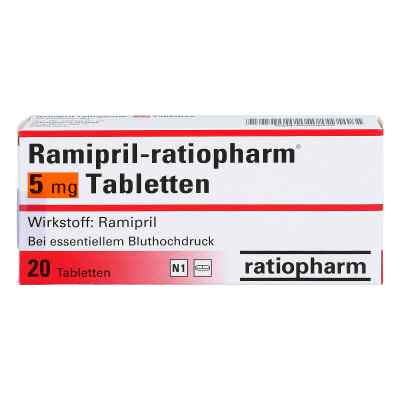 Ramipril-ratiopharm 5 mg Tabletten 20 stk von ratiopharm GmbH PZN 02223916
