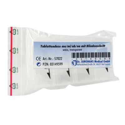 Tablettendose mo/mi/ab/na mit Blin.Schr.weiss transparent 1 stk von Dr. Junghans Medical GmbH PZN 03149599