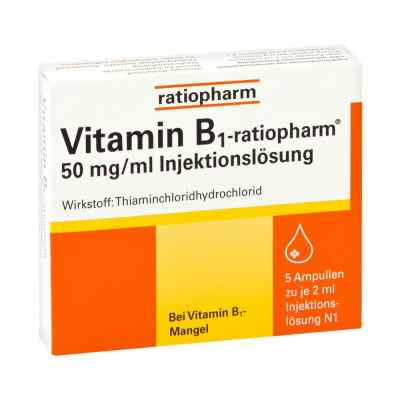 Vitamin B1 ratiopharm 50mg/ml iniecto lsg. Ampullen 5X2 ml von ratiopharm GmbH PZN 04908021