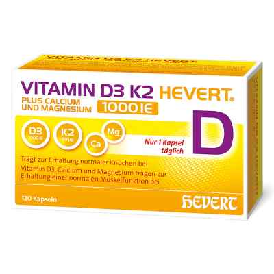 Vitamin D3 K2 Hevert + Calcium und Magnesium 1000 IE Kapseln