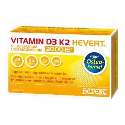 Vitamin D3 K2 Hevert plus Calcium und Magnesium 2.000 internatio 120 stk von Hevert Arzneimittel GmbH & Co. K PZN 17206740