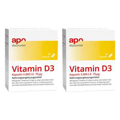 Vitamin D3 Kapseln 3.000 I.e. 75 g 2x90 stk von apo.com Group GmbH PZN 08102089