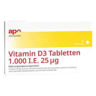 Vitamin D3 Tabletten 1000 I.e. 25 [my]g mit Vitamin D 3 90 stk von Apologistics GmbH PZN 16511027
