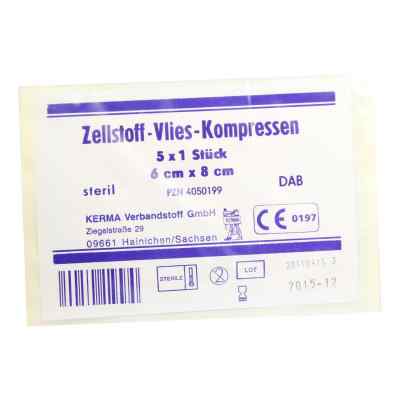 Zellstoff Vlies Kompressen 6x8cm steril 5X1 stk von KERMA Verbandstoff GmbH PZN 04050199