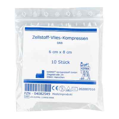 Zellstoff Vlies Kompressen 6x8cm unsteril 10 stk von KERMA Verbandstoff GmbH PZN 04082549