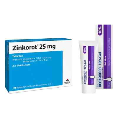 Zinkorot 25 Mg Tabletten + Benzaknen 10% Gel