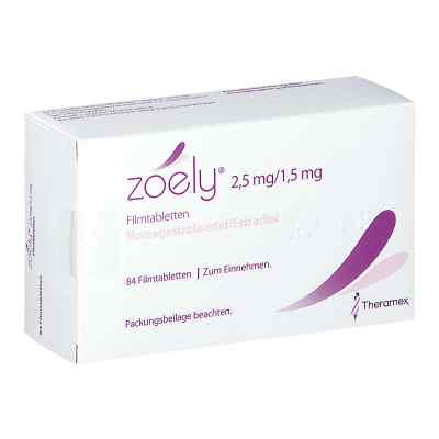 Zoely 2,5 mg/1,5 mg Filmtabletten 3X28 stk von Theramex Ireland Ltd. PZN 09197180