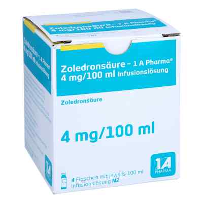 Zoledronsäure-1a Pharma 4 mg/100 ml Infusionslsg. 4 stk von 1 A Pharma GmbH PZN 10303799