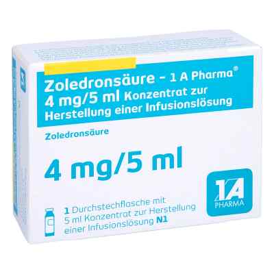 Zoledronsäure-1a Pharma 4 mg/5 ml Konz.z.h.inf.l. 1 stk von 1 A Pharma GmbH PZN 10303670