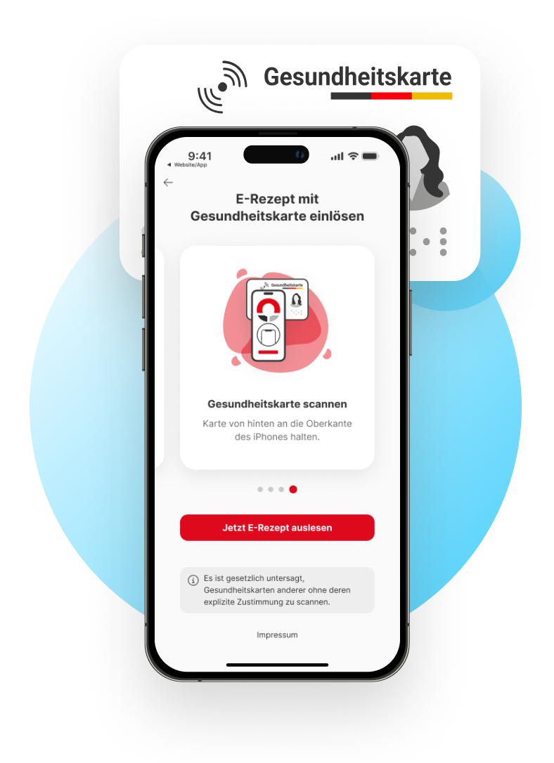 Elektronische Gesundheitskarte auf Smartphone für App-Nutzung