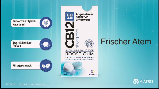 CB12 Boost Strong Mint: Zuckerfreie Kaugummis gegen Mundgeruch 10 stk